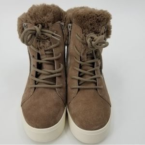 J/Slides Sarah Faux Fur Suede Sneaker Wedge Boot